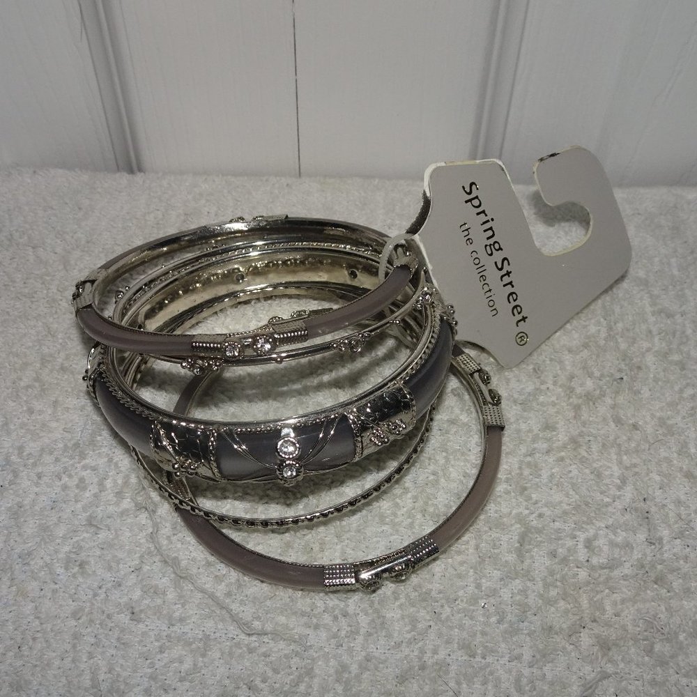 Spring Street Silver Rhinestone Bangle Bracelets - image 1